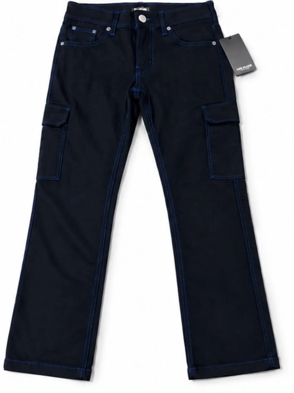 True Religion Navy Pants with Bright Blue Topstitching